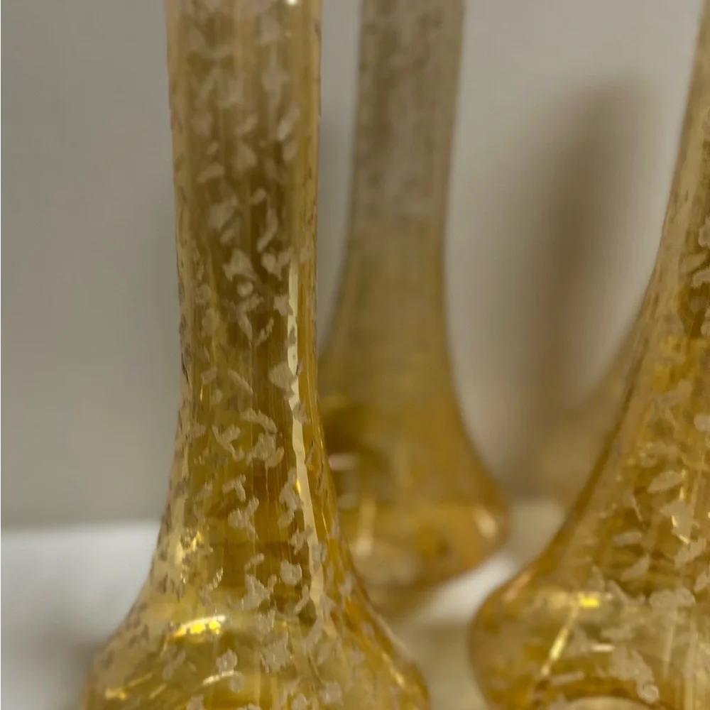 Mid Century Amber Glass Chandelier Shades Set of 8